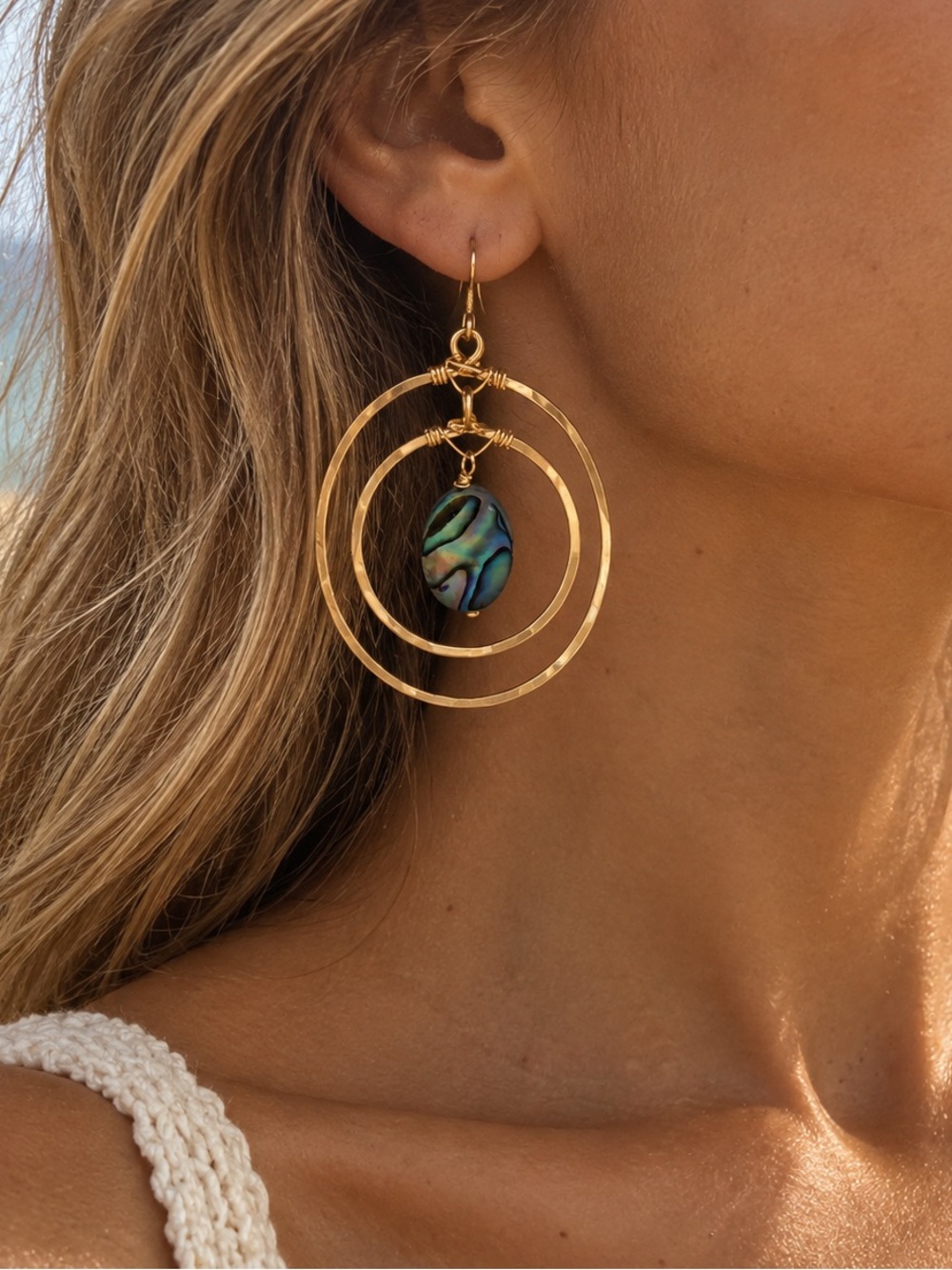 Abalone Double Hoop Earrings